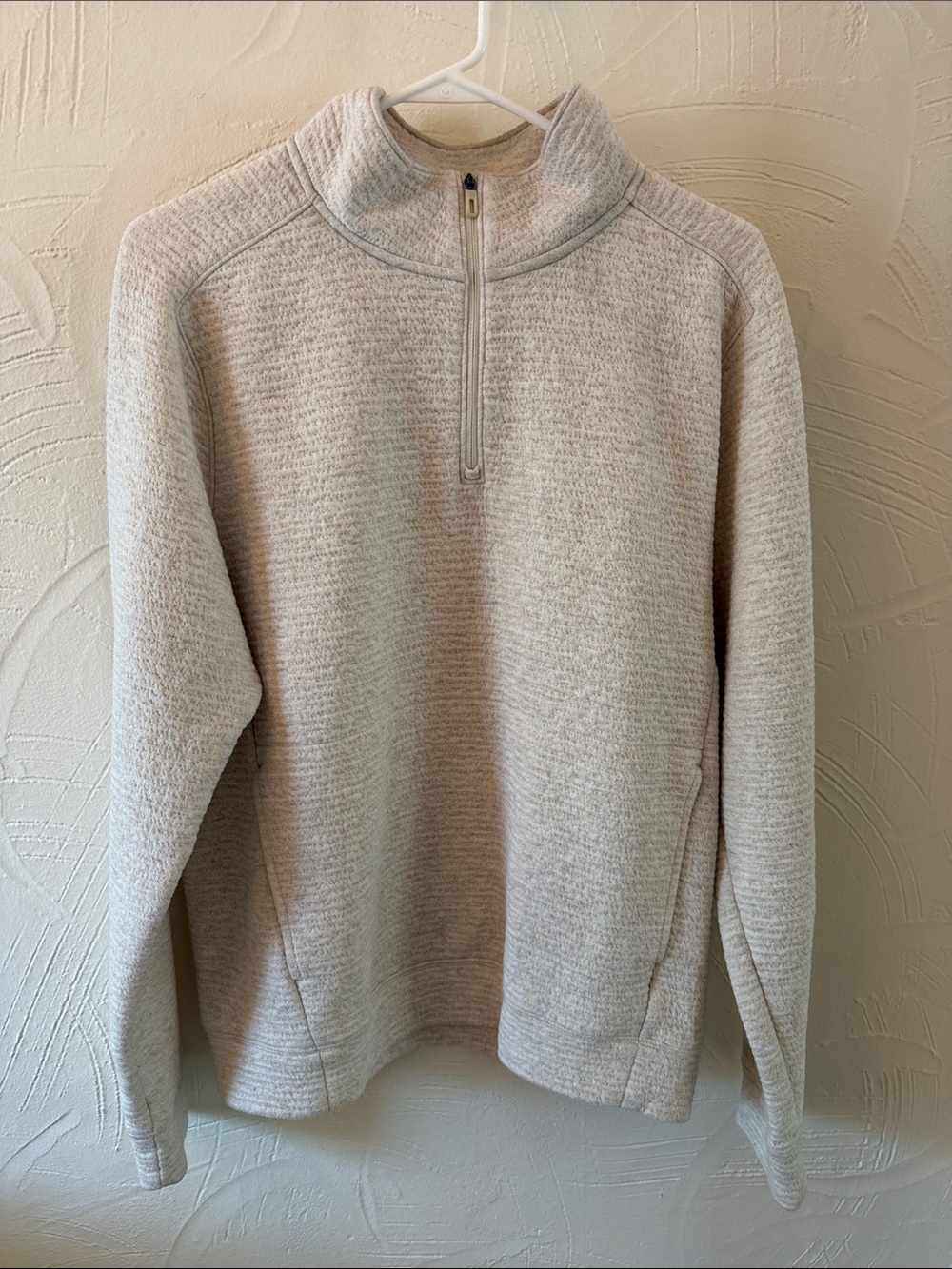 Men's Light Beige Half-Zip Pullover Sweatshirt